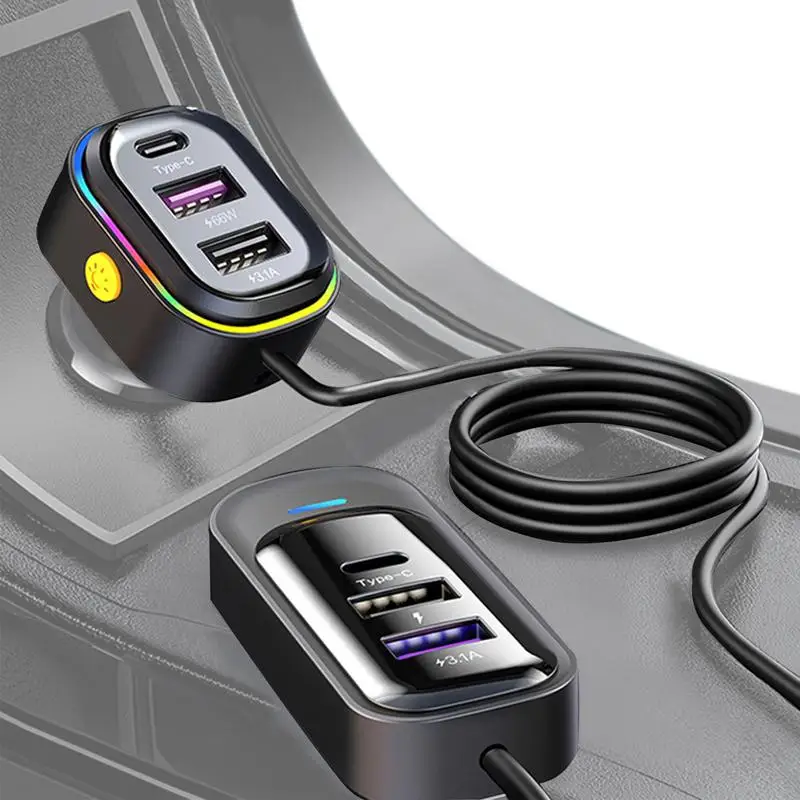 Car USB Charger Multi Port Car Charger Adapter USB C Car Charger Extender Car Multi Charger Car Charging Station for Multiple