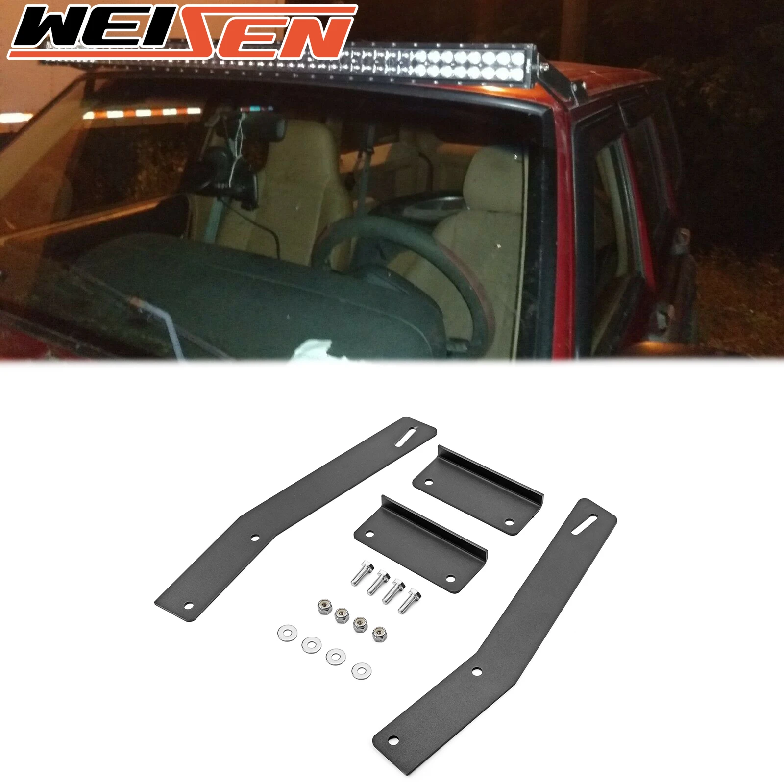 For Jeep Cherokee XJ 1984-2001 Car Roof Mount Bracket Fit 52" Curved LED Light Bar Roof Light Bracket Steel Accessories