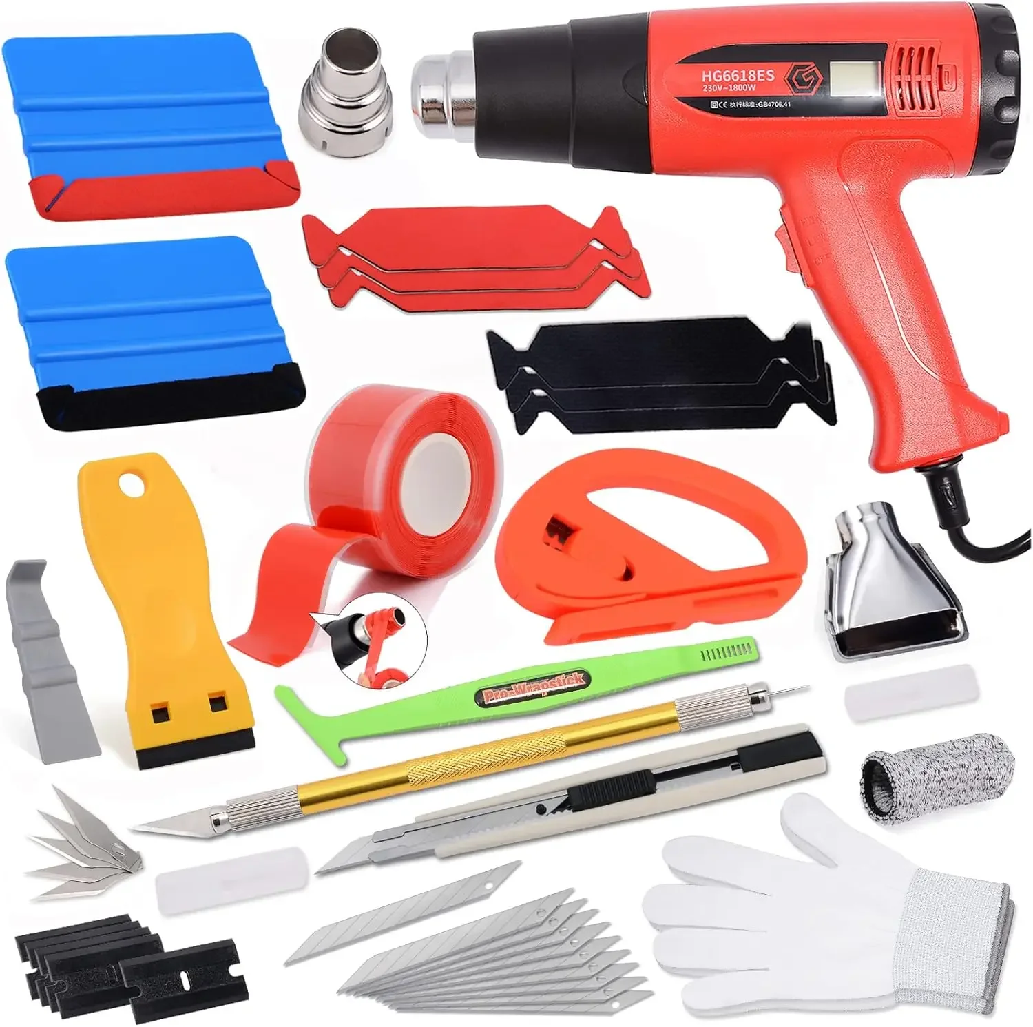Professional Car Wrap Kit with Heat Gun for Easy Vinyl Wrap Application and Window Tint Installation - Complete Vehicle Wrapping