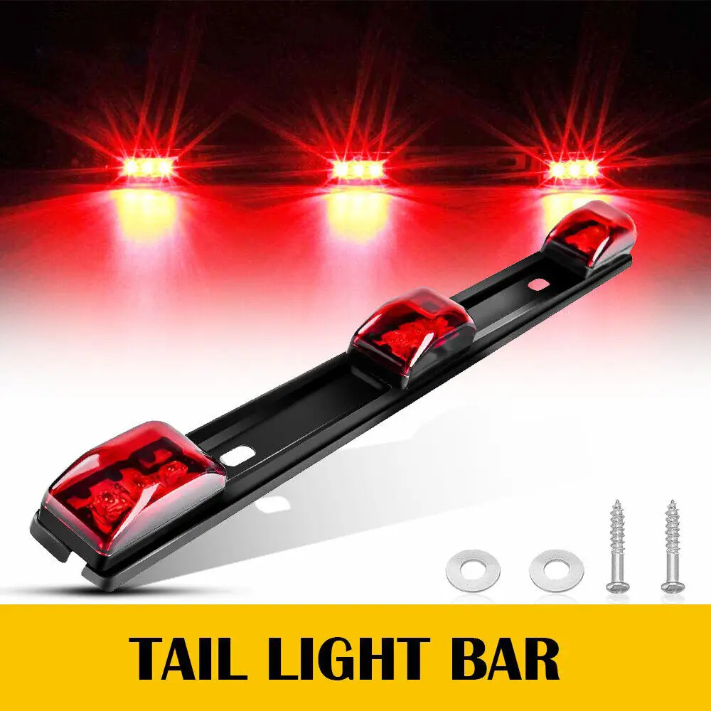 15"Stainless Truck Trailer ID Bar Light Rear Red LED Marker Clearance Lights 12V