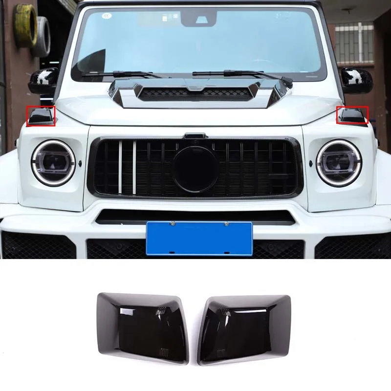 ABS Blackout Hood Side Turn Signal Light Cover Indicator Lamp Shell Caps Accessories For Mercedes Benz G Class W463 2019-2022