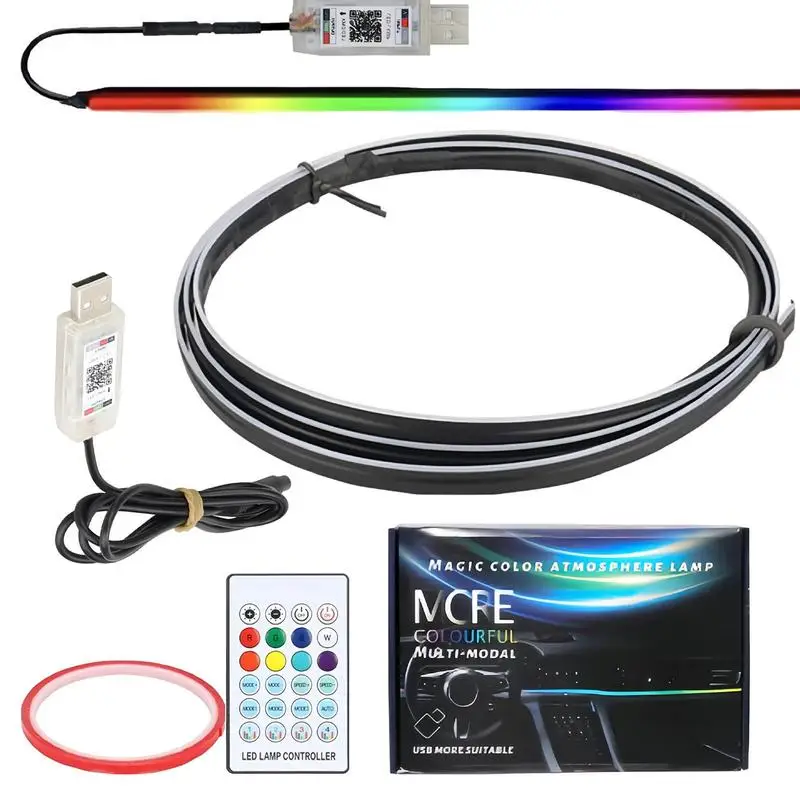 Car RGB Light Strip Multicolor Car Ambient Neon Light Concealed Style App Control Change Color With Music Rhythm Light For Truck
