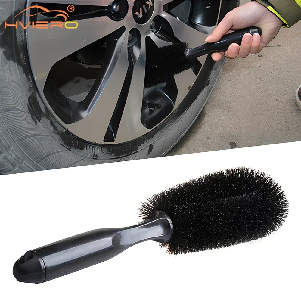 1X Car Wheel Tire Cleaning Brushes Tools Rim Scrubber Cleaner Duster Handle Motorcycle Truck Wheels Detailing Brush Hub Fitting