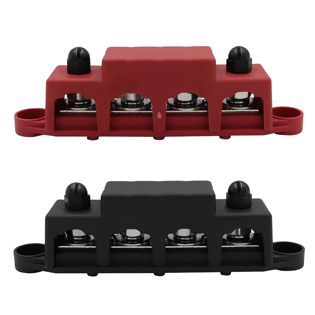2Pcs M8 M10 250A 4 Post Power Distribution Block Terminal Studs Wiring Busbar Battery for Car R
