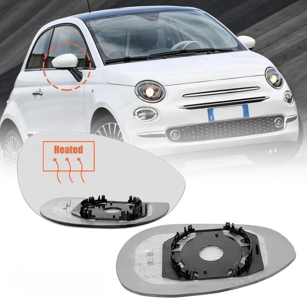 Heated Auto Side Wing Mirror Glass for Fiat 500 500C 2007-2023 Replacement Left Right rearview replacement