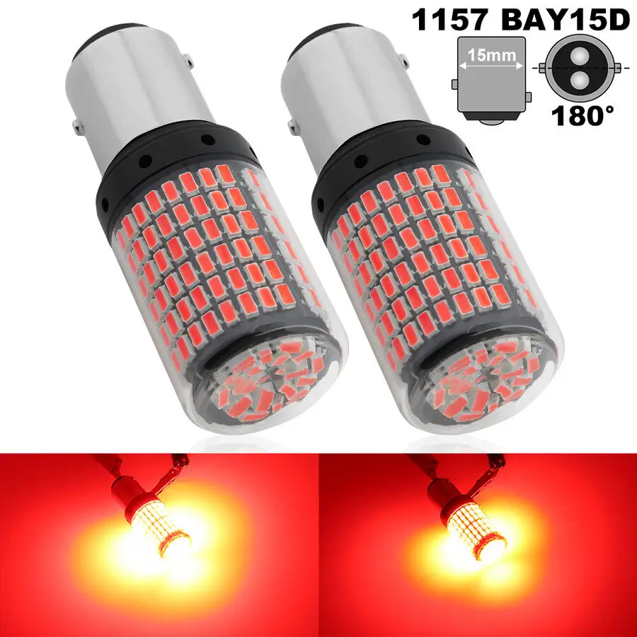 2x 1157 BAY15D LED Canbus 144 SMD 20W Car Brake Reverse Lamp Tail Light Bulbs.1156.bau15s.t20.7440.7443.3156.3157.