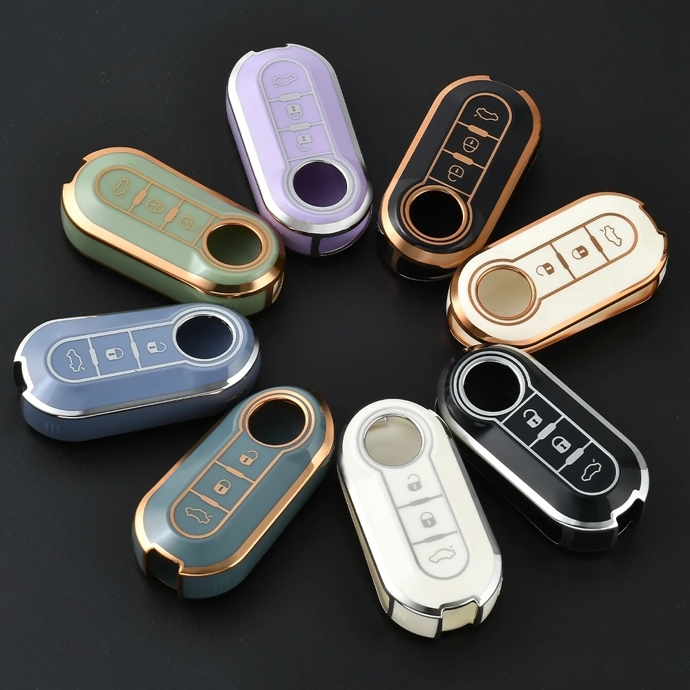 Fashion Car Key Case Cover For Fiat 500 Ducato Panda 500L Punto Lancia Musa For Citroen For Citroen Car Keyring Luxury Leather