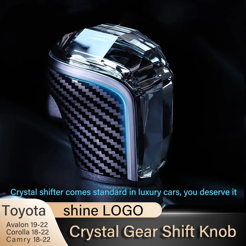 Car crystal gear shift head LED illuminated logo Gear head for Toyota 2018-2023 CHR C-HR CH-R  Shift lever head