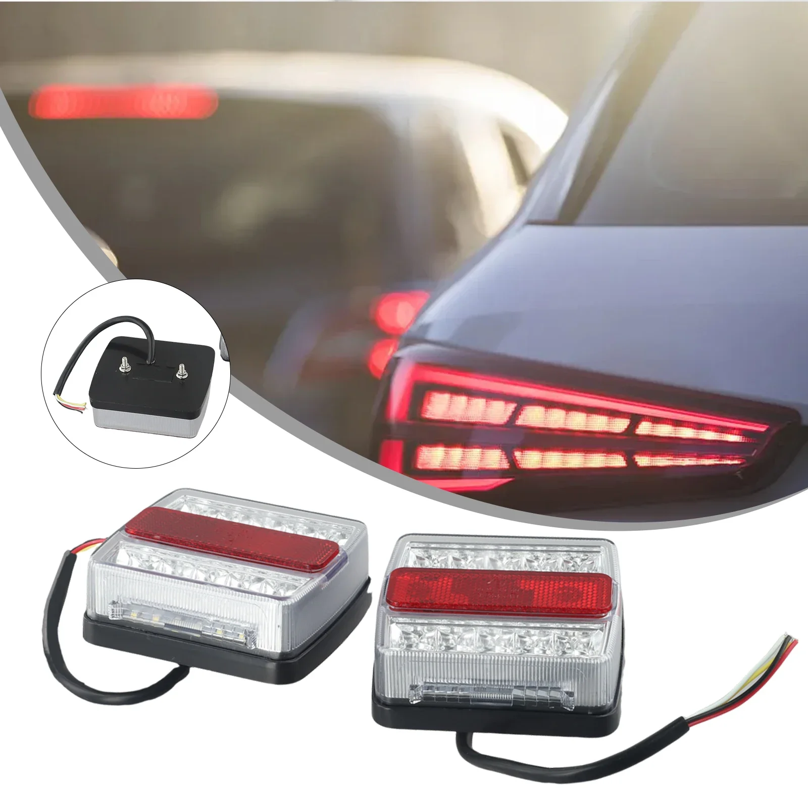 2Pcs Rear LED Submersible Trailer Tail Lights Kit Boat Marker Truck Waterproof IP68 Waterproof Super Bright Fits RVs Campers