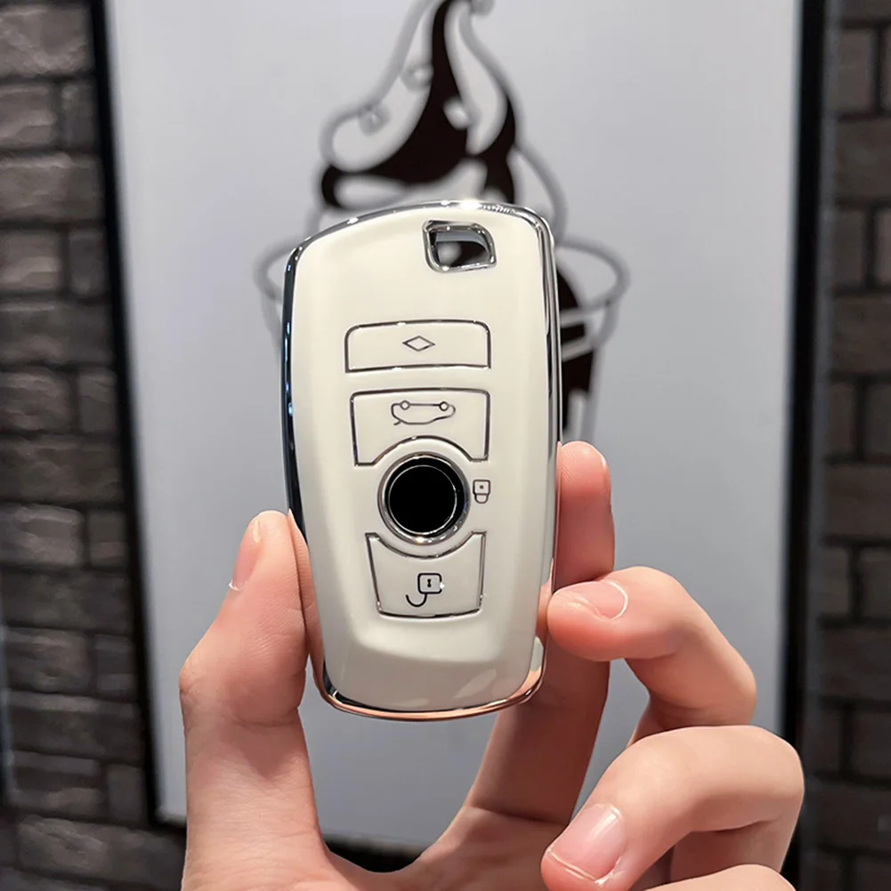 Purple TPU Car Remote Key Case Cover Full Protection and Perfect Fit Designed for BMW 1 3 5 7 Series X1 X3 X4 X6 F10 F20 F30