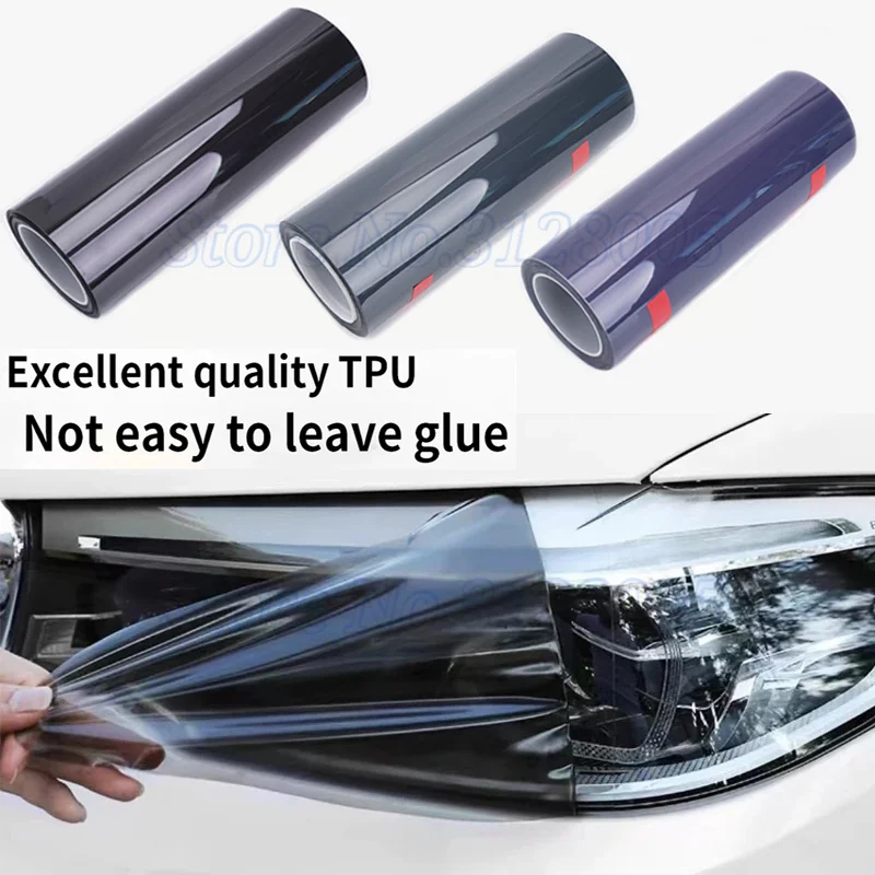 Self-healing Tpu Ppf Headlight Film Anti Scratches Protect Smoke Black Car Lamp Tint Film For Audi Bmw Tesla Decorate Styling