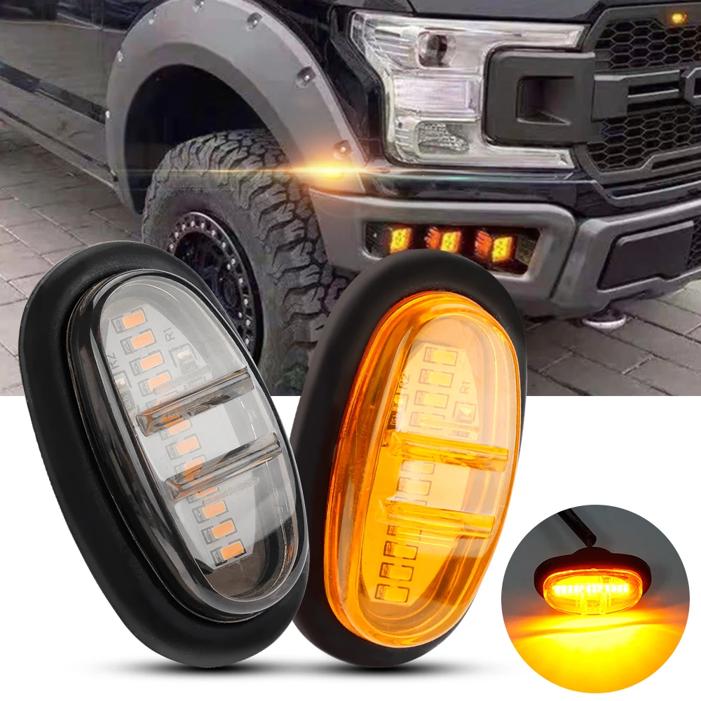 2pcs Front Fender Flare Light For Ford F150 Raptor F150 F250 F350 F450 Trucks Pickup LED Side Marker Lights Amber Mark Light Kit