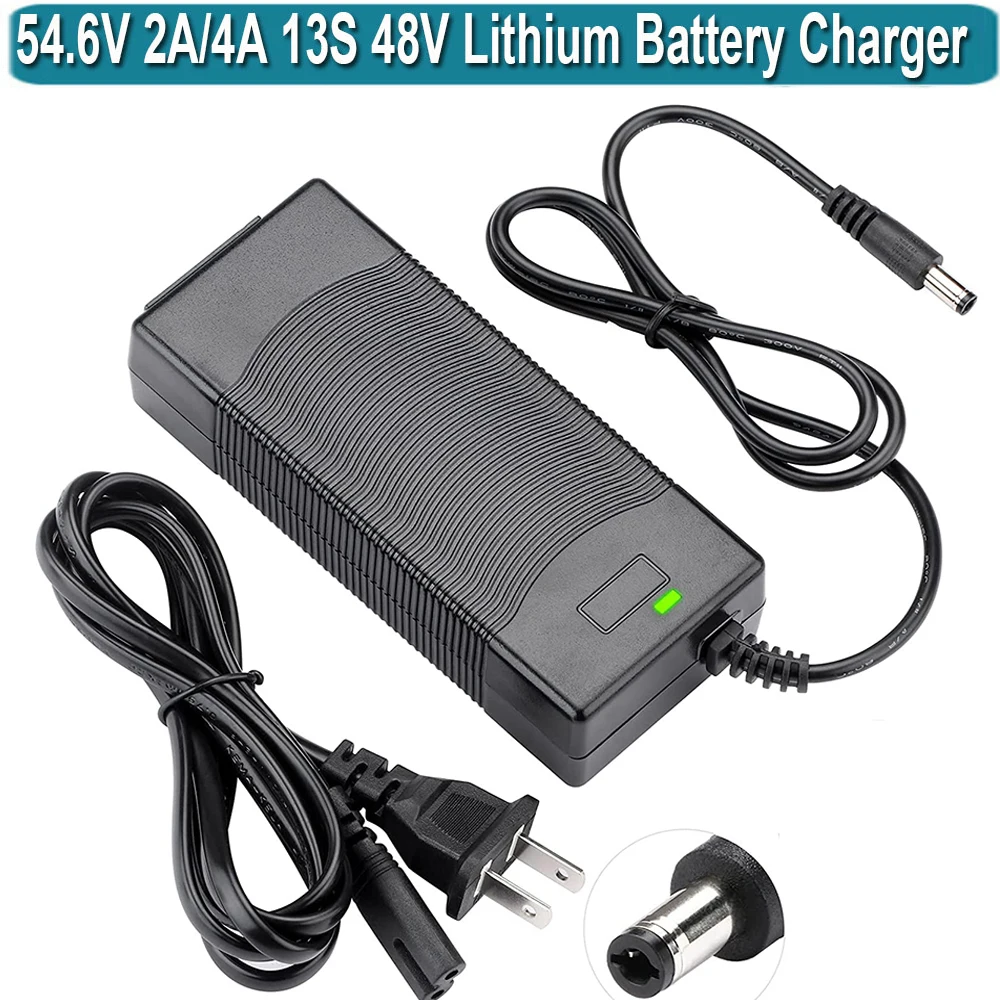 Lithium Battery Charger 54.6V 2A for 13 Series 13S 48V Lithium Battery Pack 48 Volt   Li-ion Battery Charger DC 5.5*2.1mm