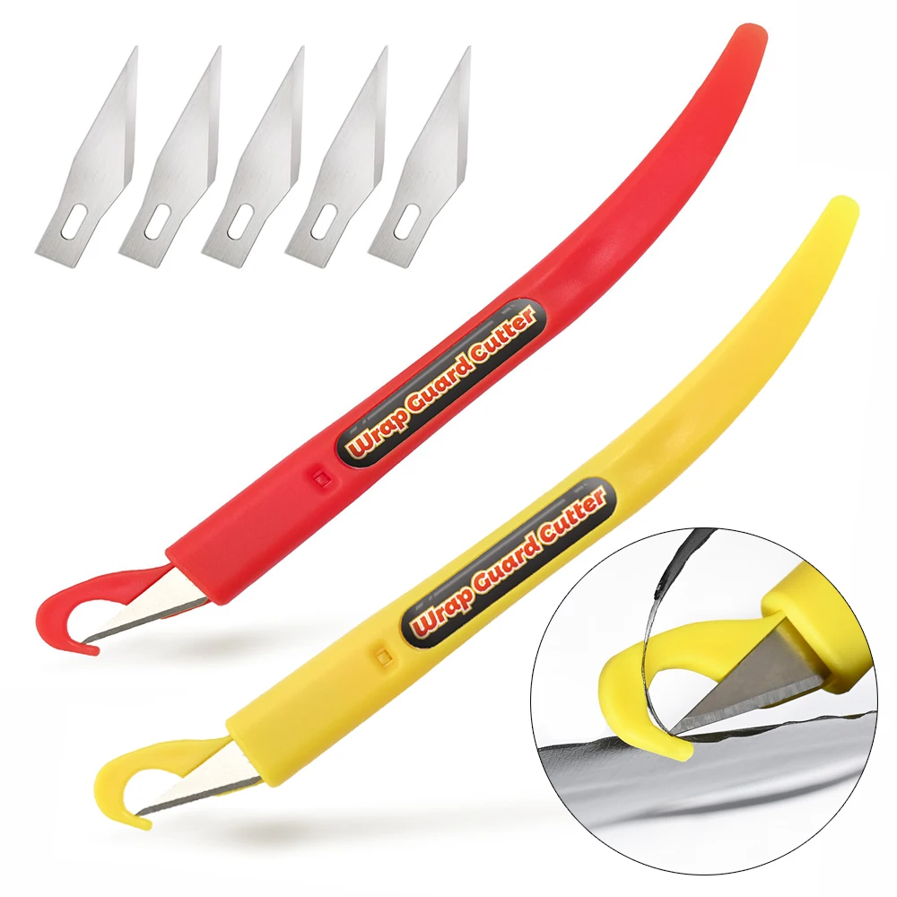 EHDIS 2pcs Carbon Fiber Wrapping Knife Vinyl Car Sticker Film Window Tint Cut Tool Home Wall Paper Precision Safety Guard Cutter