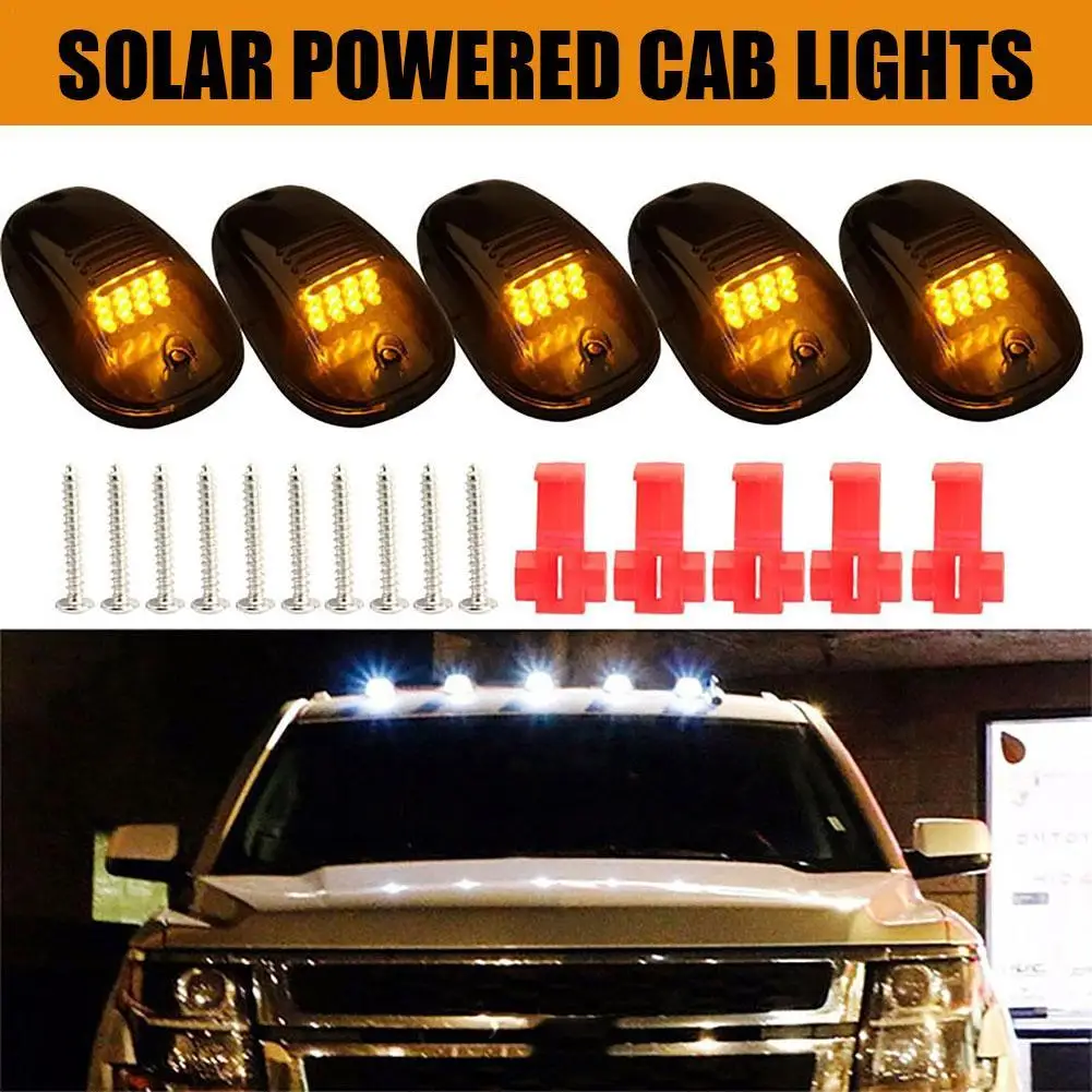 5pcs Cab Lights For Truck Roof Running Cab Marker Car LED Lights White/Yellow Solar Powered Cab Lights