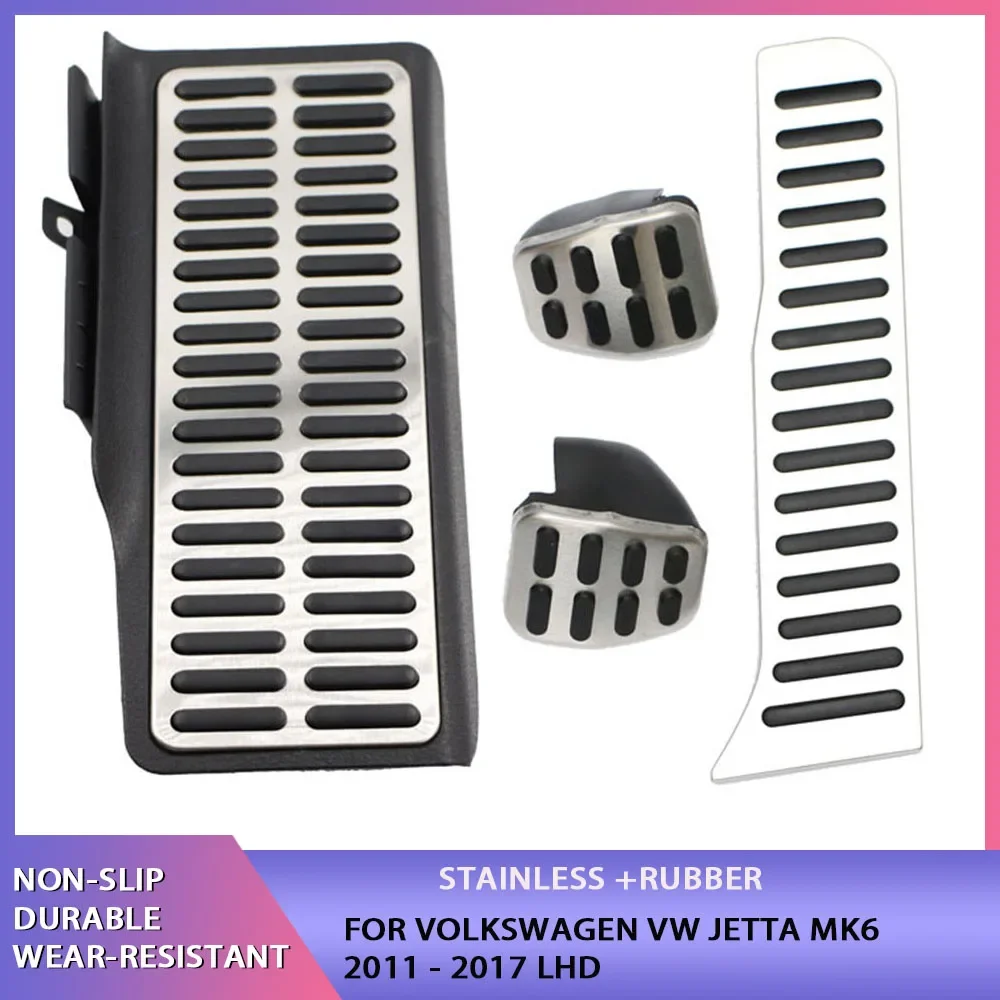 Car Fuel Gas Pedal Pads Foot Rest Pedals Cover for Volkswagen Vw New Jetta MK6 LHD Stainless Steel Car Styling