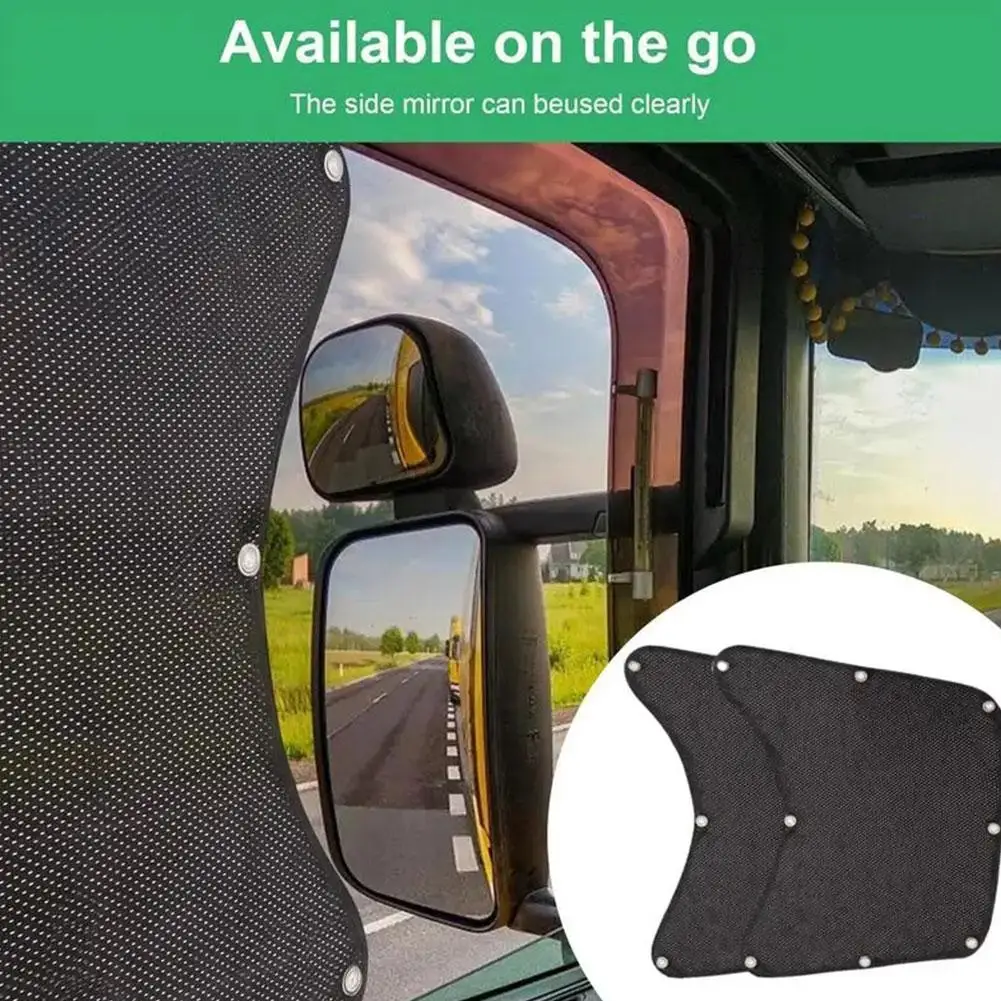 New Semi Truck Sunshade 2pcs Window Shades Sun Blocker Auto Heat Window Sunscreen Accessories Side Reduction Truck Screen O4A5