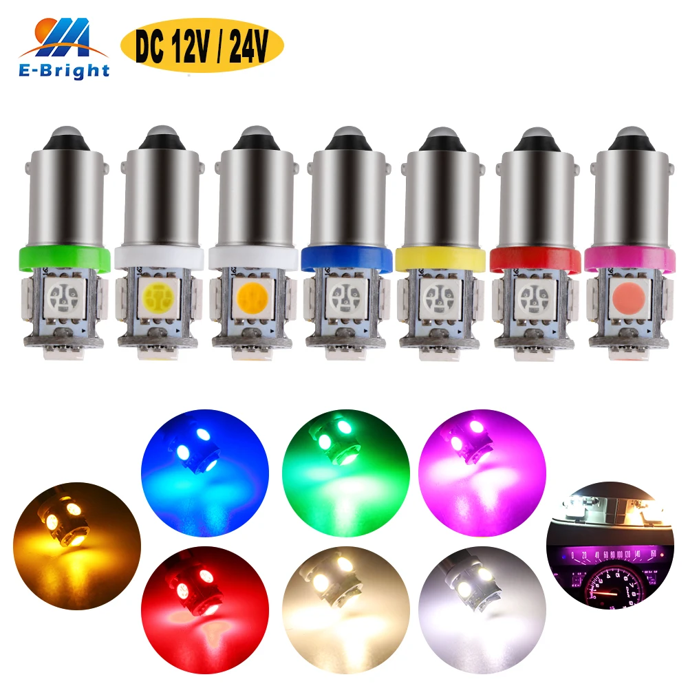 10PCS DC 12V 24V T11 T4W BA9S W6W 5050 5 SMD LED Bulb Car Truck Reading Map Dash Indicator Exterior Parking Marker Signal Light