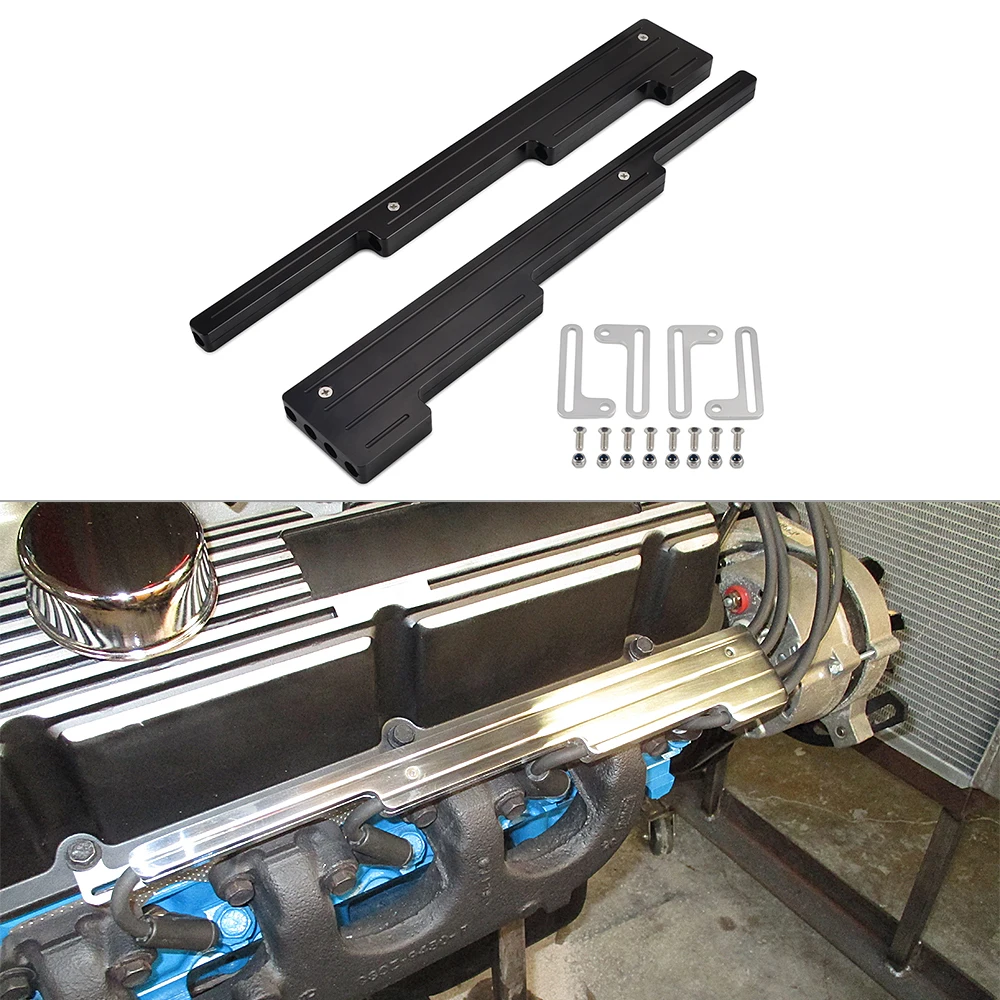 BEVINSEE Spark Plug Ignition Wire Looms Holder Aluminum Kits Fits Up to φ9.5mm Wires For Ford Chevy V8 Engines Car Accessories