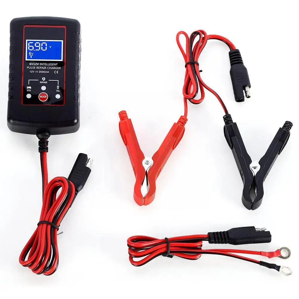 12V 6V Car Battery Charger Full Automatic Charging Maintainer For Motorcycle Car Battery Pulse Repair Charger US EU UK Plug F6T2