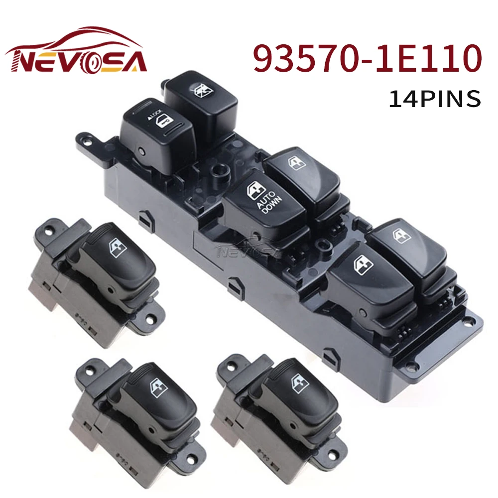 93570-1E110 For Hyundai Accent 2007-2010 Front Left LHD Power Window Switch Control Lock Lifter Glass Button 93580-1E000 Set