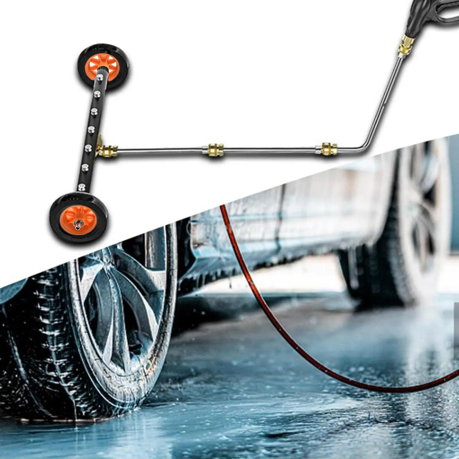 under Car Washer Water Broom 16" Surface Cleaner Car Chassis Cleaning 16 inch Undercarriage Washer for SUV Car RV Truck Vehicles