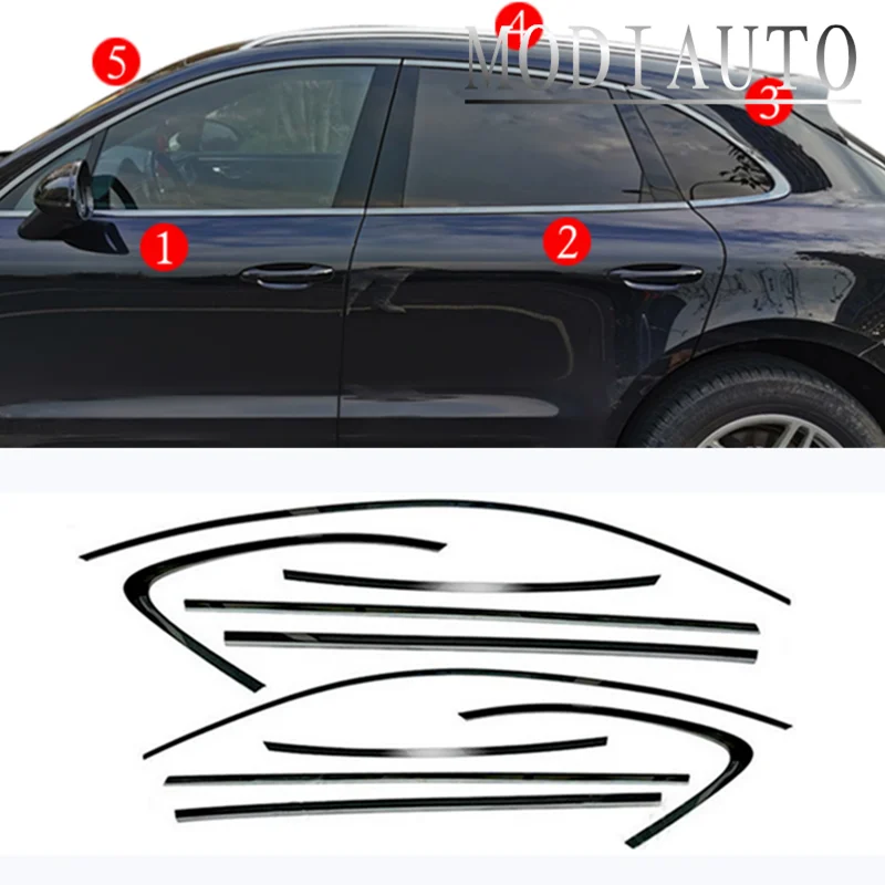 Car Accessories Decorate 2014-2022 Fit For Porsche Macan Steel Side Window Frame Strip cover Trim Black Titanium Sealing strip