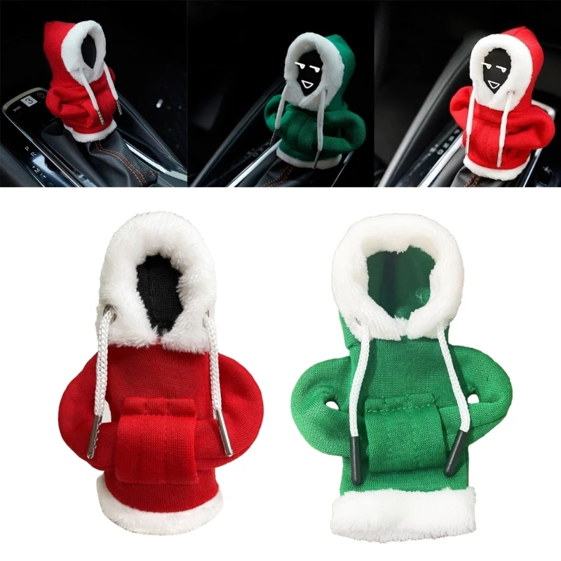 Festive Christmas Theme Hoodies Car Gear Shifts Knob Cover Handle Gear ShiftDecor Hoodie Covers Car Interior Accessories