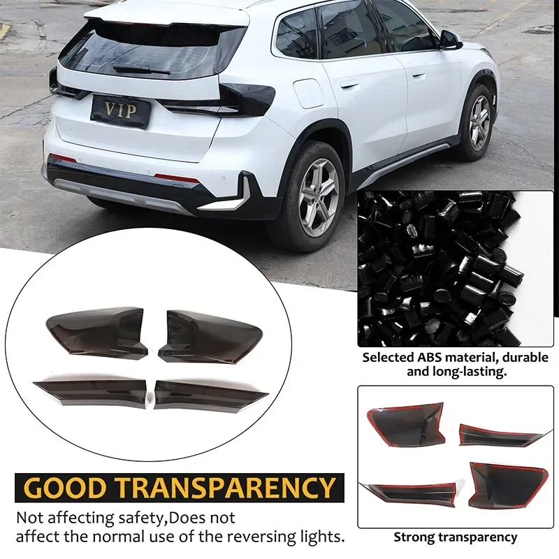 4PCS ABS Smoked Blackout Car Tail Light Cover Brake Indicator Light Shell For BMW X1 iX1 U10 U11 2023+ Lampshade Accessories