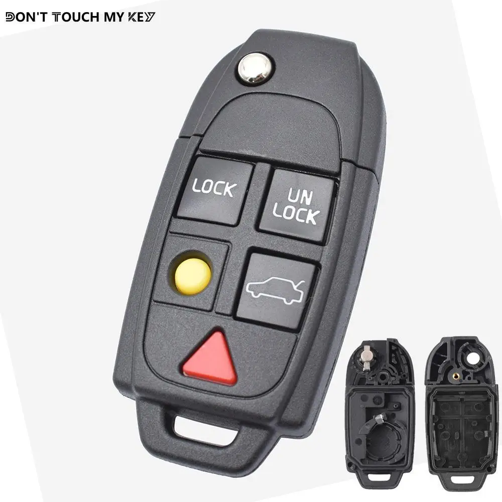 5 Button Car Key Fob Case Shell Replacement Flip Folding Remote Cover For VOLVO S60 S80 V70 XC70 XC90 Repair Kit Blank Key Blade