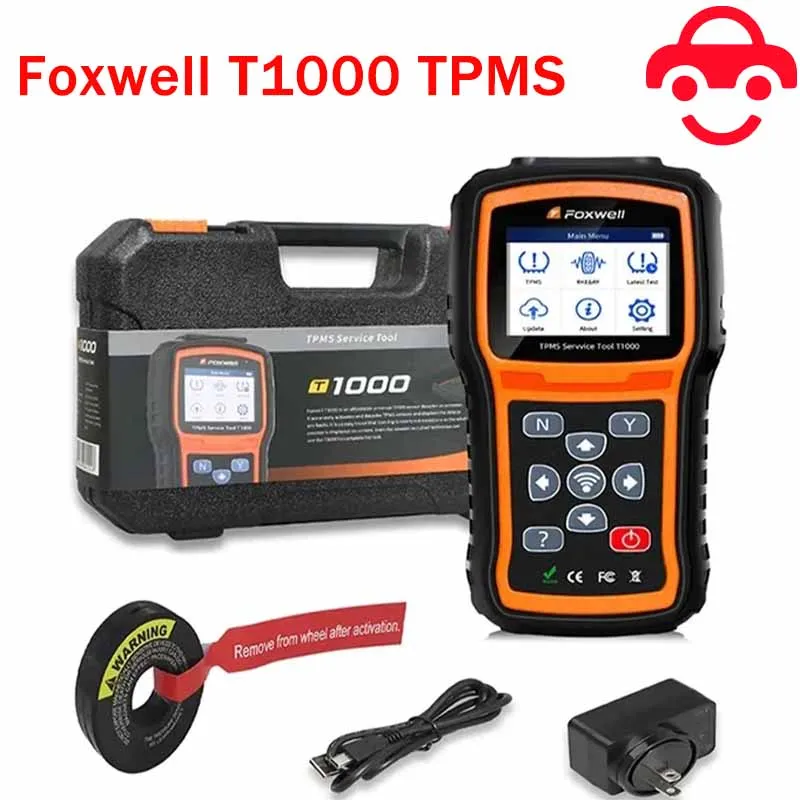Foxwell T1000 OBD2 Scanner Programming Activate TPMS Sensors Check Key FOB Tire Pressure Monitoring System Auto Tester Detector