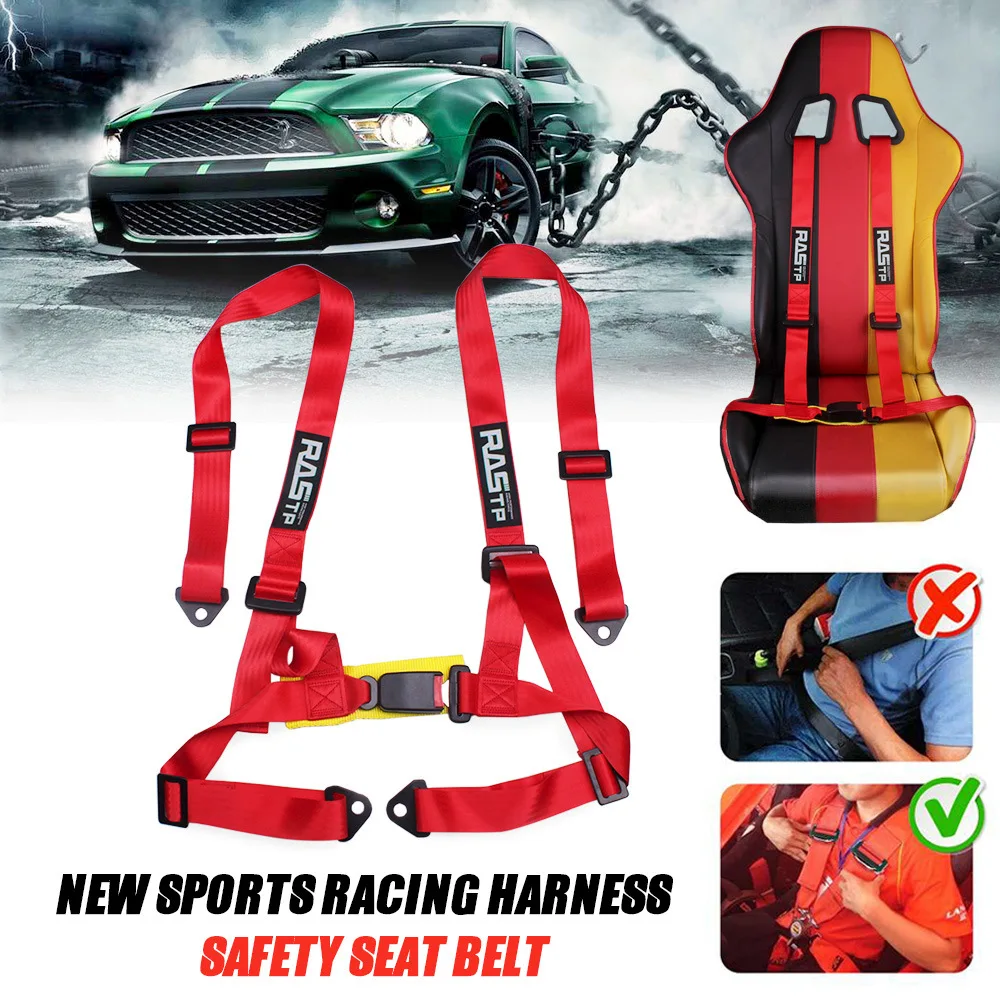 2 Inch Universal Racing Kart Seat Belt 4 Point Safety Harness Adjustable Snap-On Car Harness Safety Interior Accessories