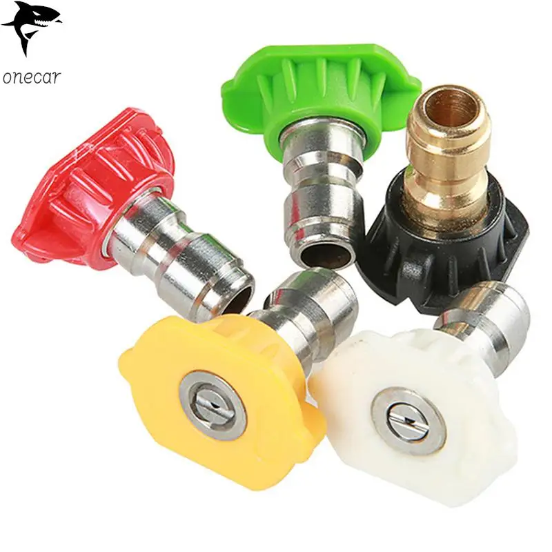 1/4" Quick Connect Rotary Coupler Adjustable Adapter with 5 Spray Nozzles Copper Connection for High Pressure Car Washer