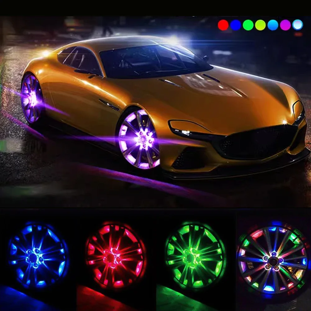 Car Auto Waterproof Wheel LED Solar Energy Light Flash Wheel Tire Rim Led Light Automobile Burst Flashing Light Tyre Cap Lamp