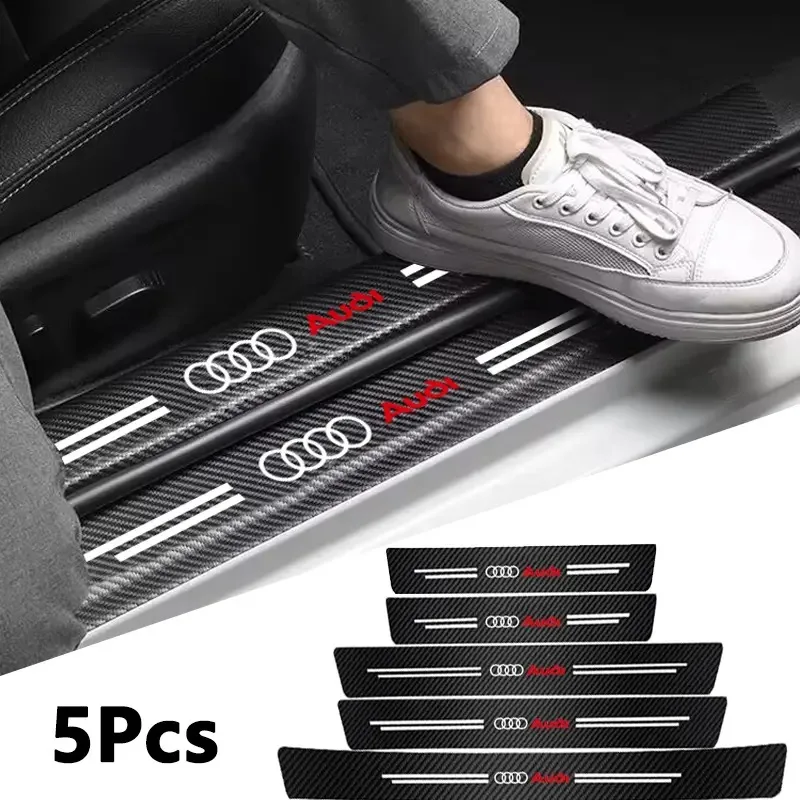 Suitable For Audi Sline RS TT A3 A4 B8 8P 8V B6 car threshold strip protection sticker carbon fiber welcome pedal anti scratch