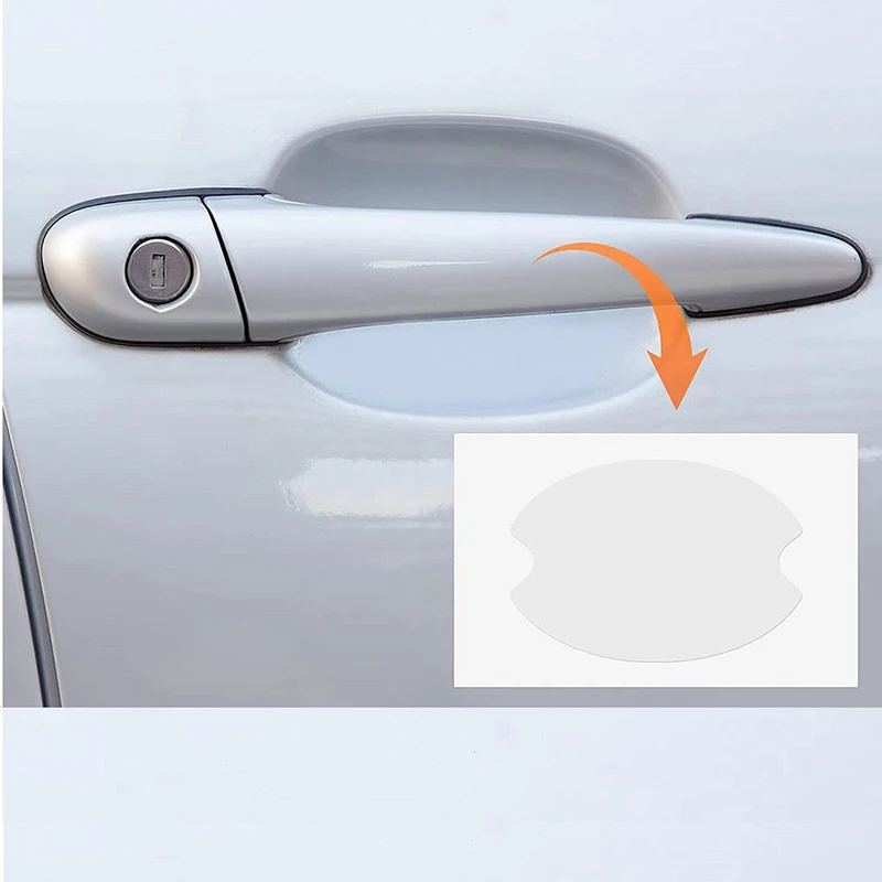 10pcs Car Door Handle Protective Film Transparent Door Handle Sticker Scratch Sticker Self-adhesive Paint Protecter With Scraper