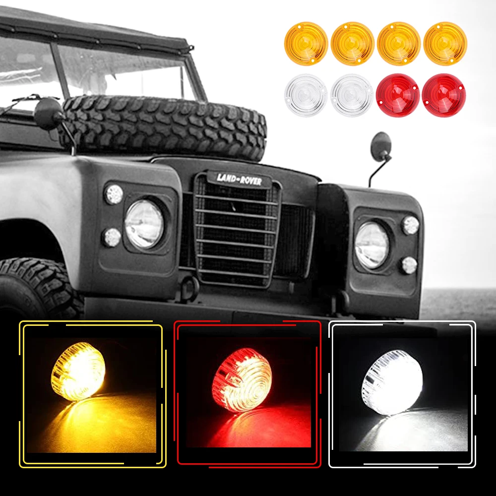 589285 Side Tail Indicator Light Lamp Lens Kit For Land Rover Series 3 ABS High Strength Clear Lens Anti-corrosion 8Pcs