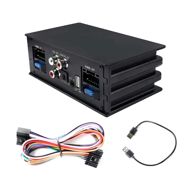 4x50W Car Amplifier with 16 Pin Cable Digital Signal Processor Car Amplifier AUX Optical Coaxial Input