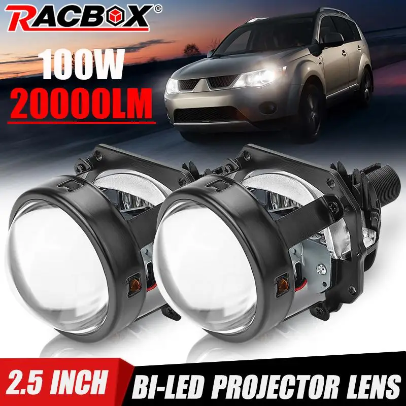 100W 2.5 inch Bi-led Lens 20000LM LED Projector Lenes For Headlight H4 H7 9005 9006 High Low Lights For Car Motorcycle Retrofit