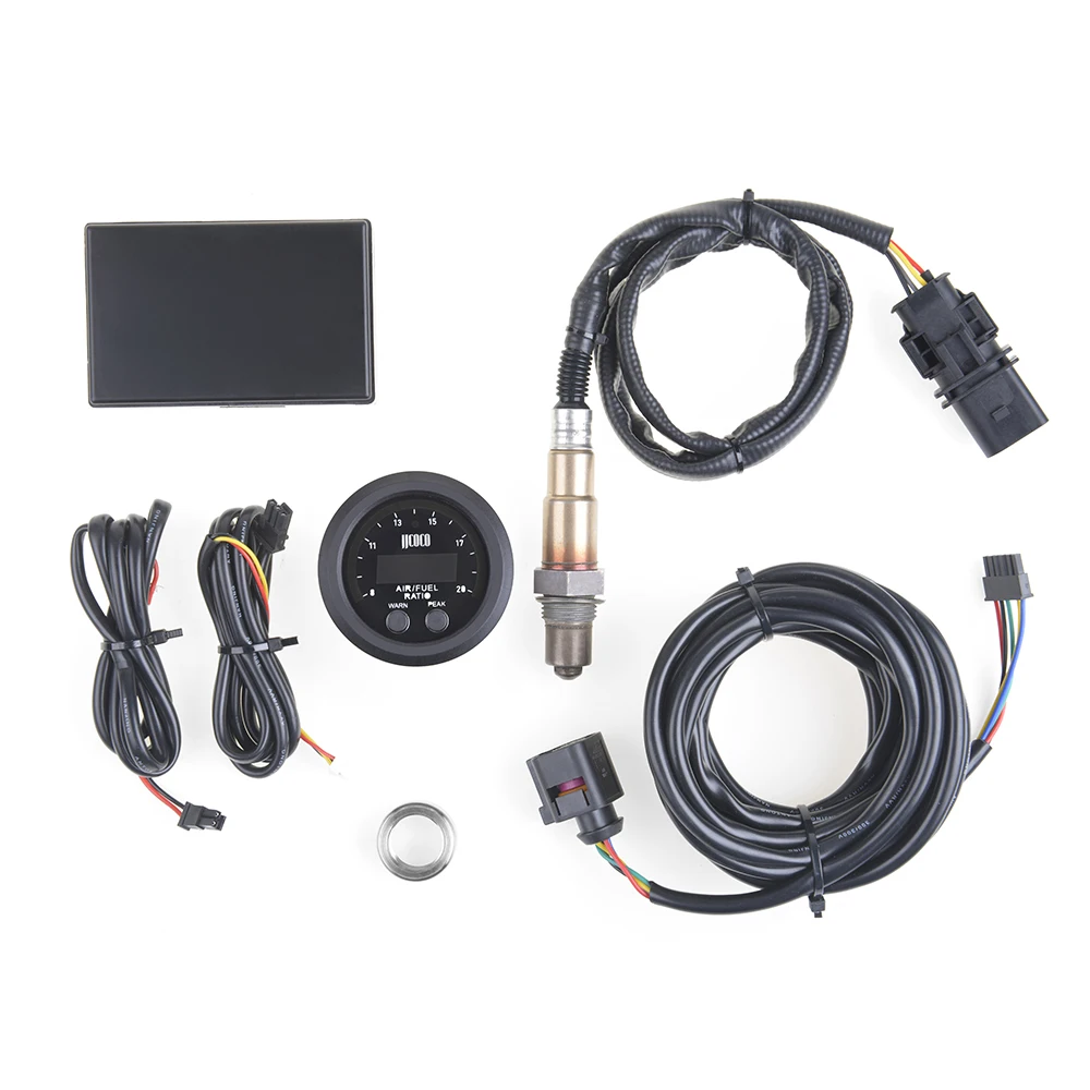 Universal 52MM S-Serie Air Fuel Ratio Gauge Ultra-Thin Round LED Digital Display with Wideband O2 Oxygen Sensor 12V