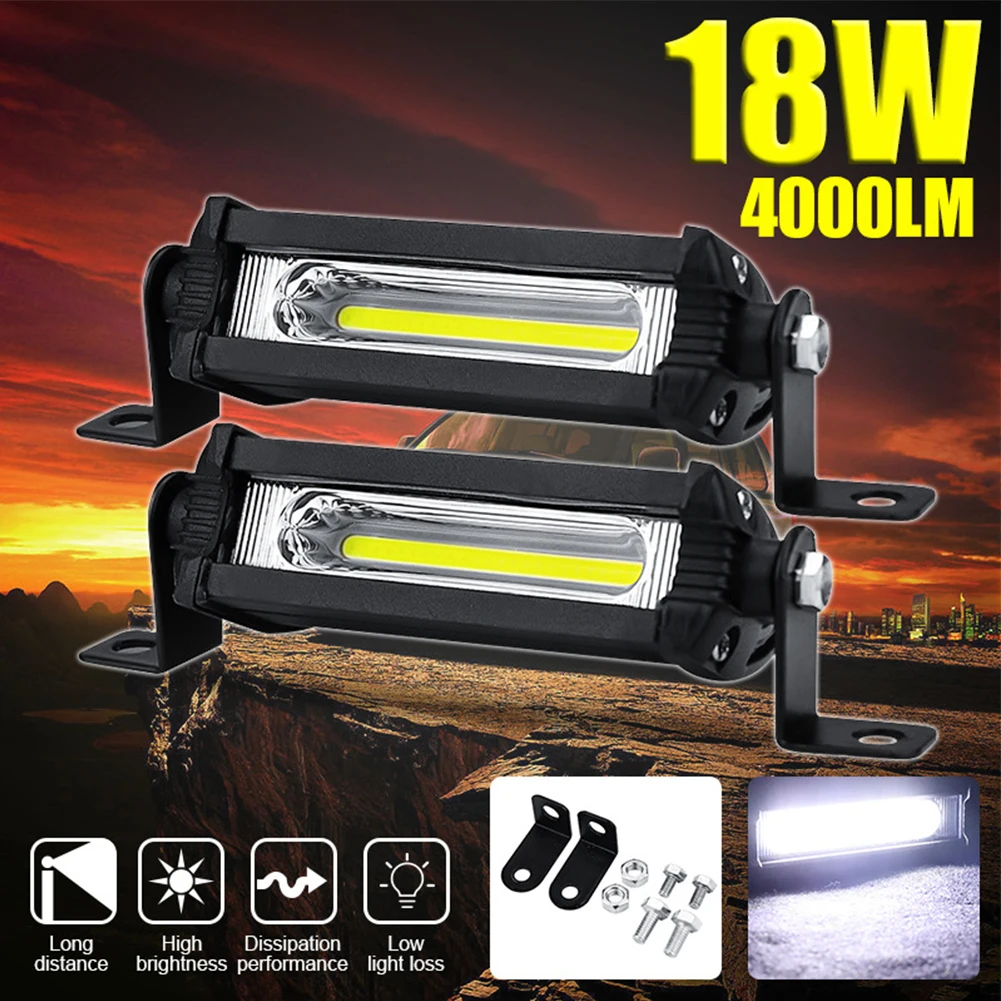Car Led Work Light Cob 9w 6000k Mini Single Row Modified Spotlight Waterproof Motorcycle Auxiliary Light Bar Acesssories