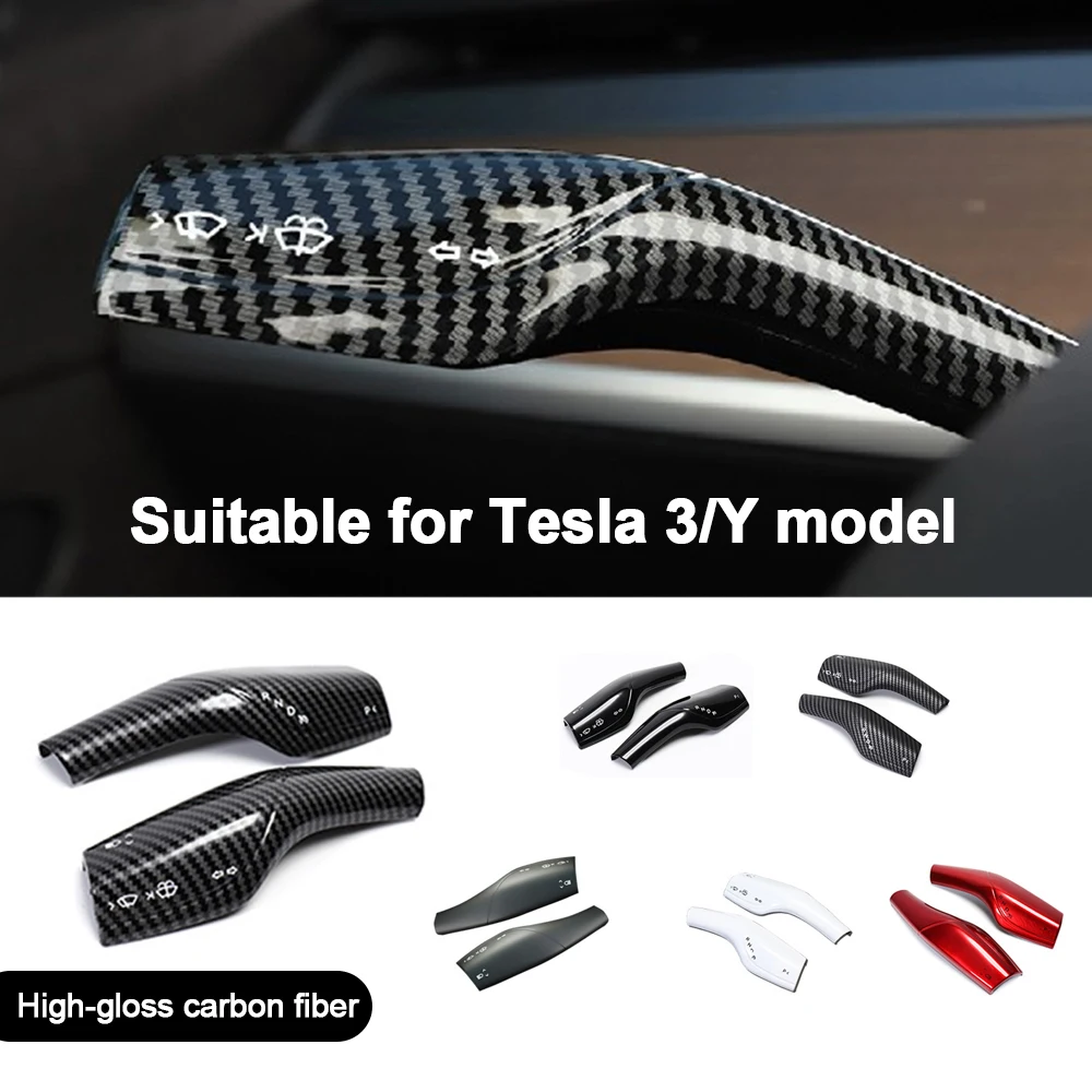 For Tesla Model 3 Y Gear Shift Cover Steering Lever Handle Protection Shifter Shell Carbon Fiber Shift Knob Cover Accessories