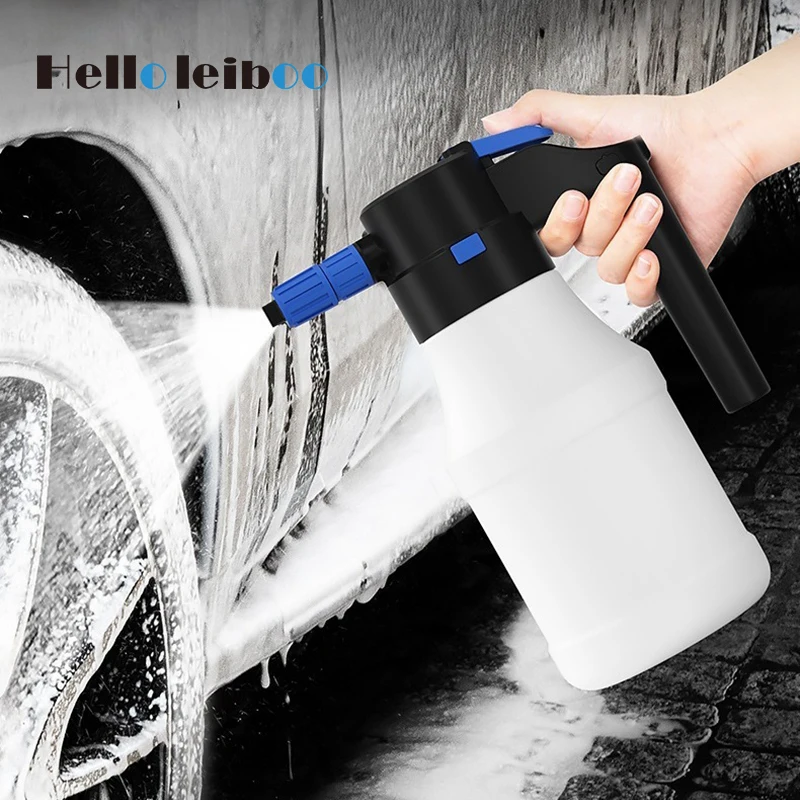LEIBOO 1.5L Electric Foam Sprayer High Pressure Foaming Pump Sprayer Rechargeable Car Wash Foam Blaster Auto Home Cleaning Tool