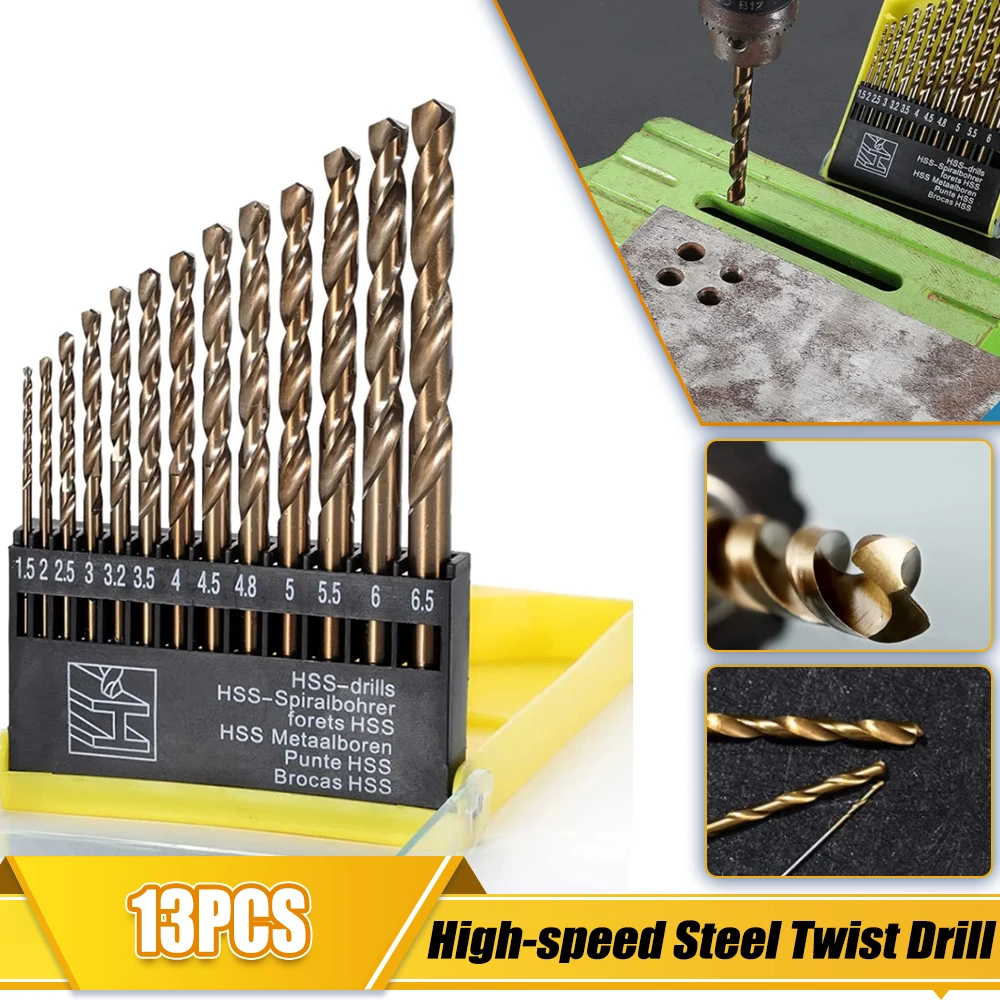 13Pcs Metric Drill Bits Set 1-10mm Tip Work for Glass Metal Tile Concrete Professional Masonry Drill Bits Tungsten Carbide Set