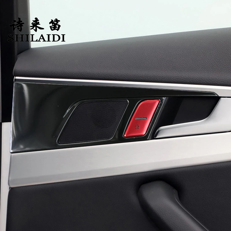 Car Styling Interior handle Door Lock Switch Button repair panel Cover Sticker Trim For Audi A4 B9 A5 2017-2023 Auto Accessories