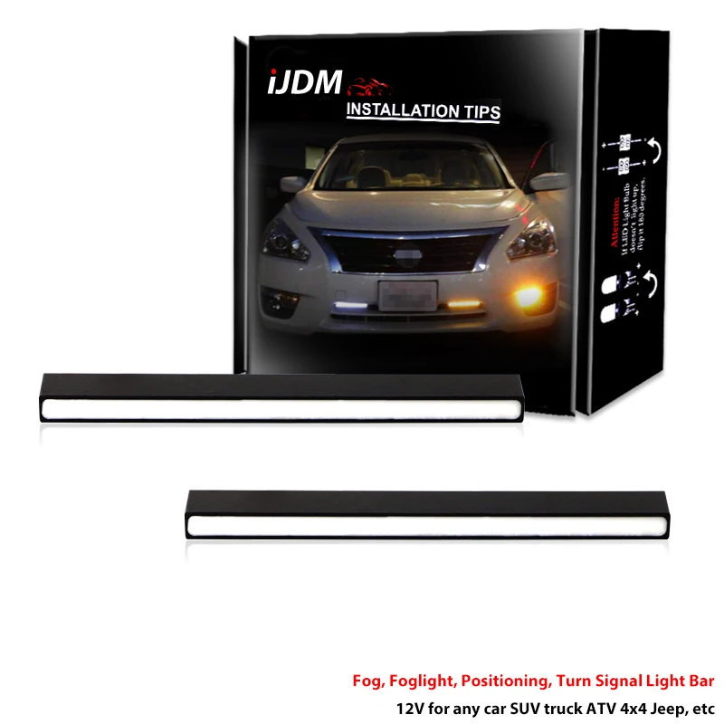 Slim-Fit White/Amber Sequential Blink Switchback LED Daytime Running Light Bar, Universal Fit Compatible With Most Car SUV Truck