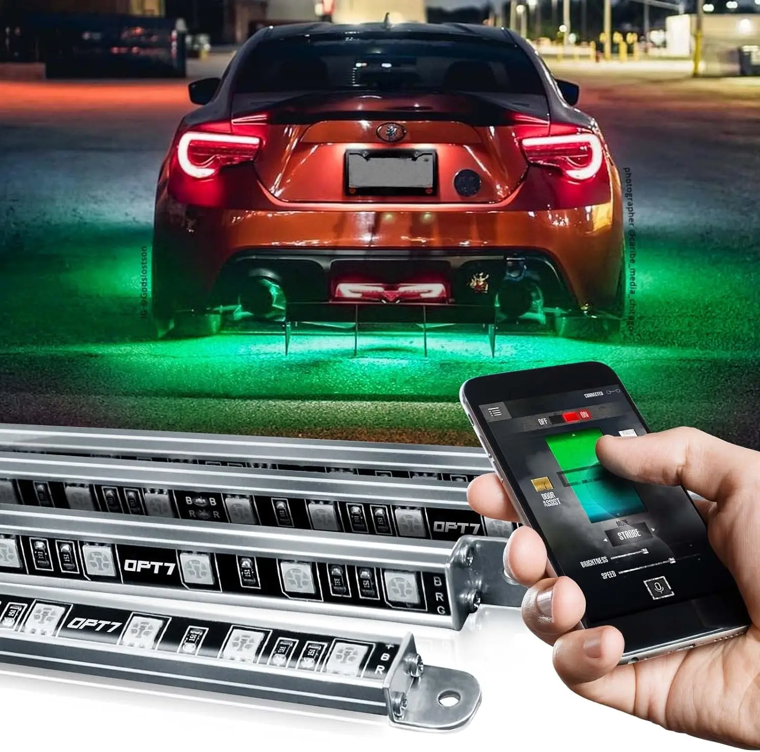 Ambient light Aluminum Underglow for Car Truck RV, Bluetooth APP Exterior Underbody Lighting Kit, Multi-Color n Mode
