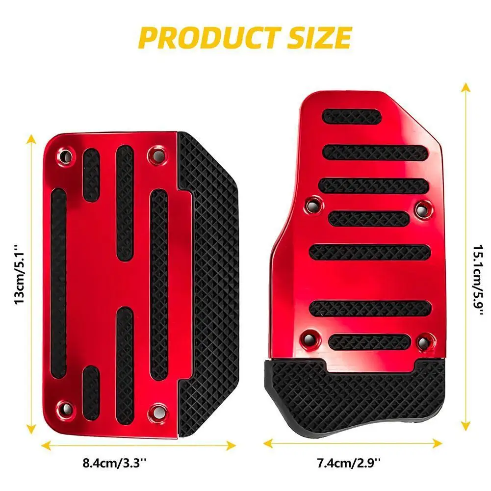 2Pcs Aluminum Car Accelerator Non-Slip Pedal Pad Cover Automatic Gear Brake Racing Brake Kit Car Interior Accessories