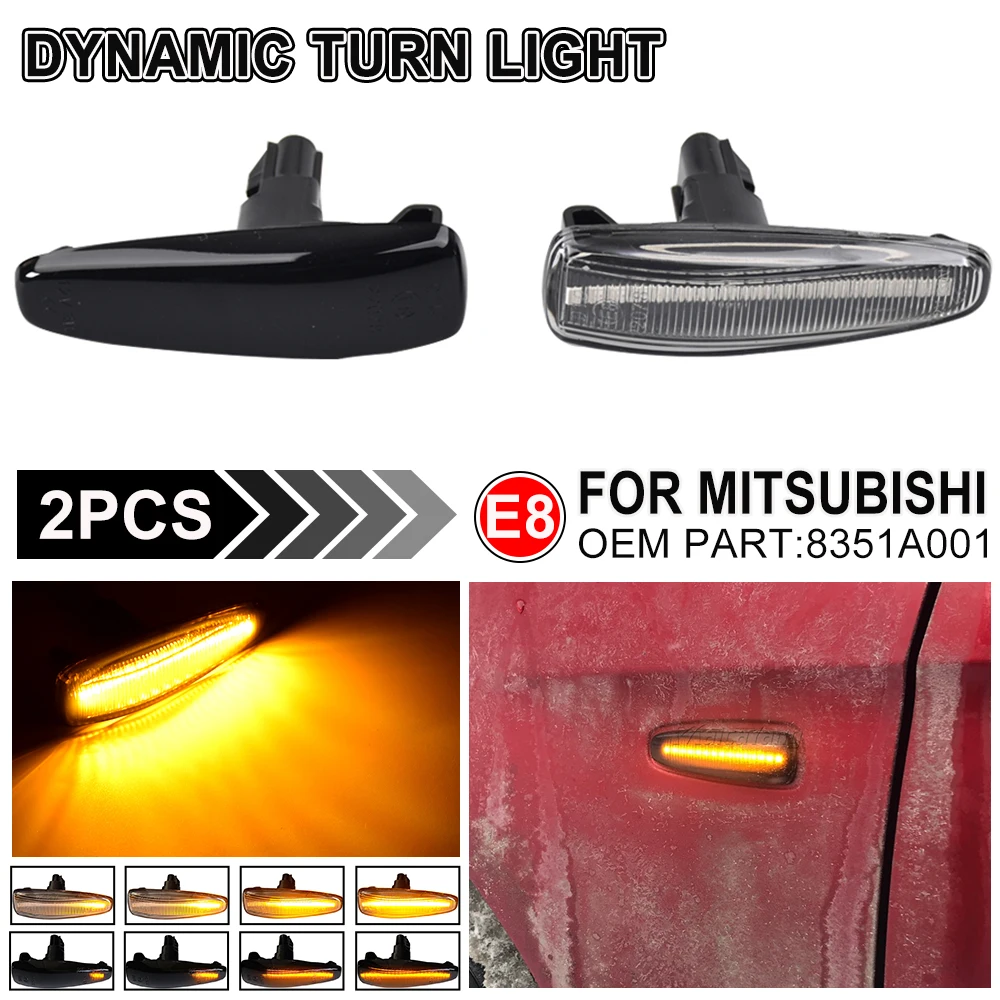 LED Side Fender Dynamic Turn Signal Light Marker Lamp For Mitsubishi Lancer Evolution Evo X Outlander Sport RVR ASX Mirage 2014+