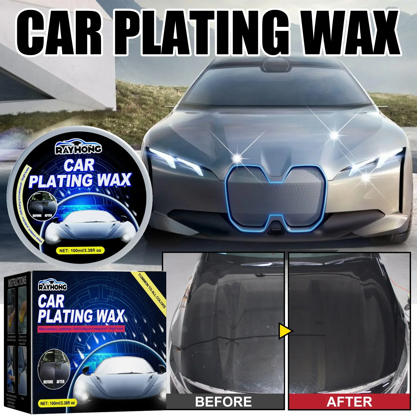100ml Car Crystal Wax Paint Surface Coating Hydrophobic Polishing Decontamination Scratch Repair Car Solid Maintenance Wax